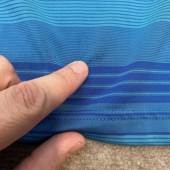 Peter Millar Polo Shirt Mens Large Blue Striped Performance Golf Stretch - Picture 5 of 11